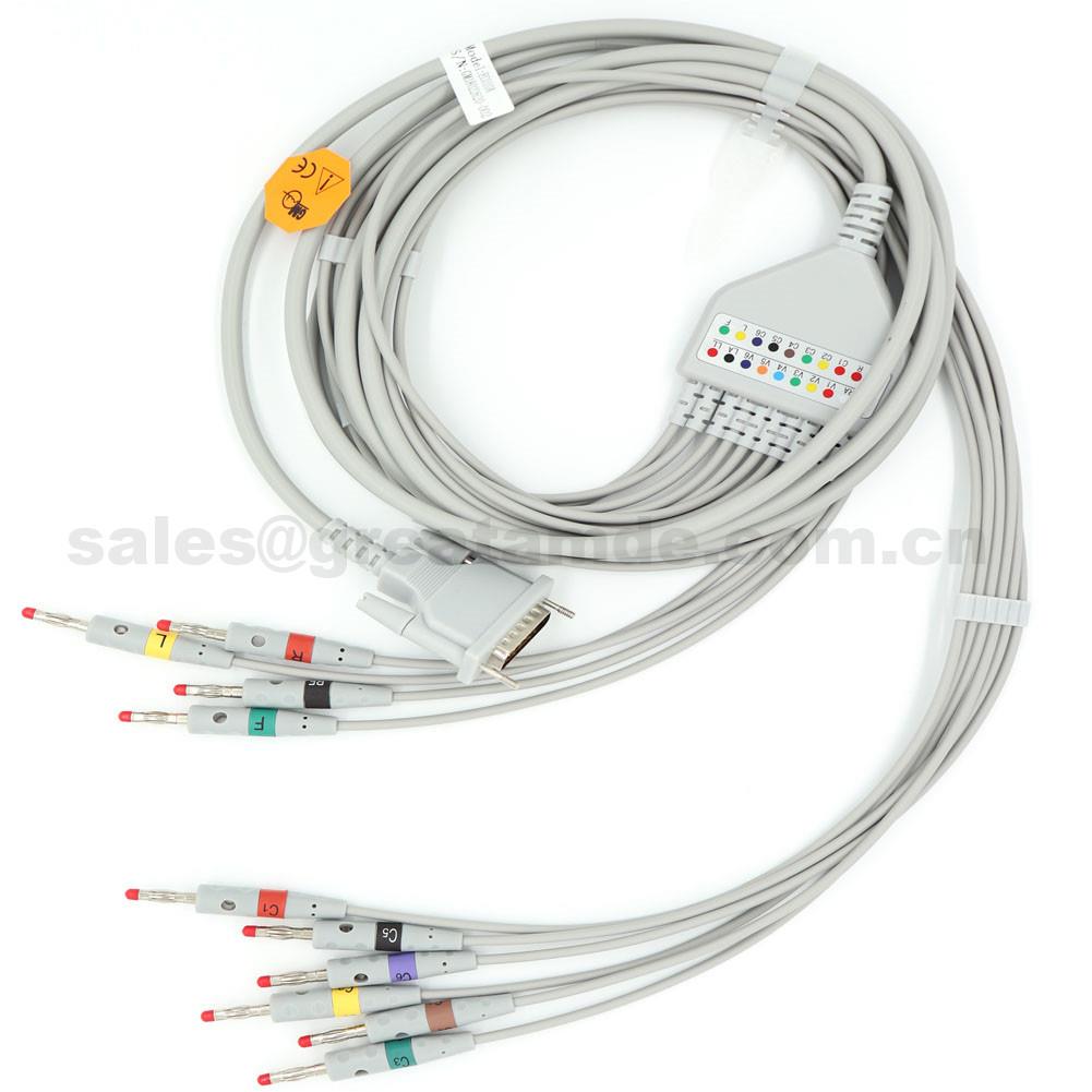 Кабель EC010A schiller EKG, IEC, DB15M Banana 4.0, AT-1, Использование с Schiller AT-102, CS-200, EC010A schiller EKG cable , IEC, DB15M Banana 4.0 , AT-1 ,Use with Schiller AT-102, CS-200,